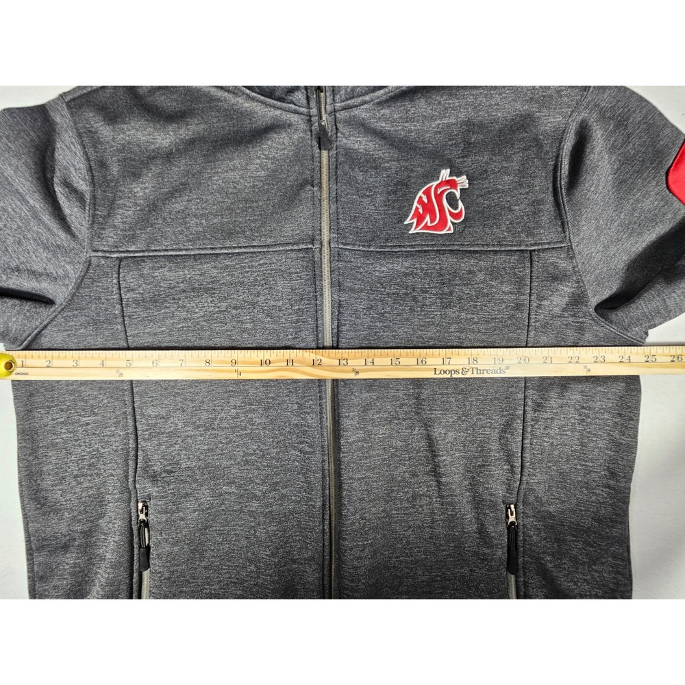 Colosseum Washington State Cougars WSU Full Zip Fleece Jacket Gray Mens XL - Picture 7 of 11